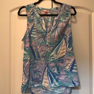 Lilly Pulitzer ESSIE Tank Top Aboat Time XL - NWOT